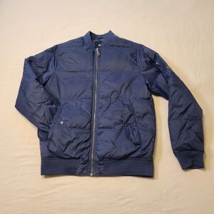 Vans Men’s SMALL Blue Puffer Bomber Jacket Sorona Insulated Zip Pocket 2017